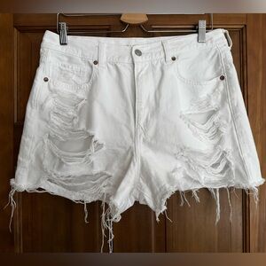 White denim “Mom” shorts